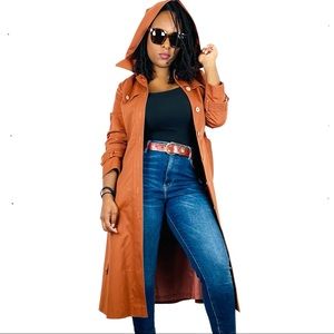 Vintage Atkins Jr midi length hooded trench coat